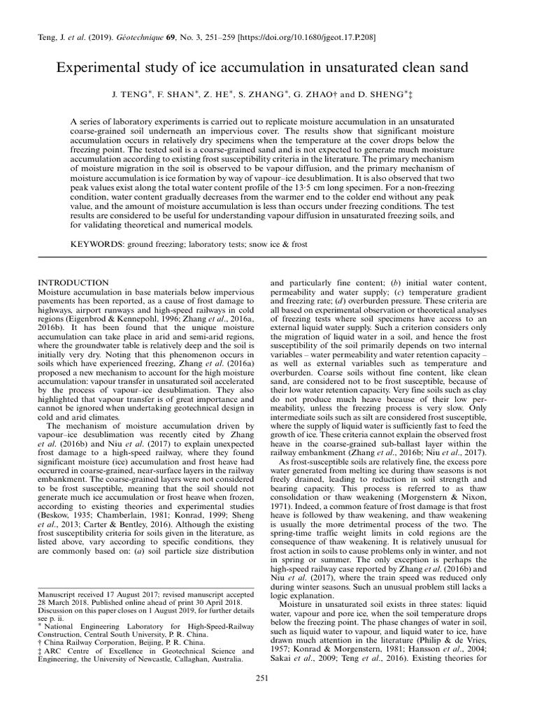 Experimental Study of Ice Accumulation in Unsaturated Clean Sand | PDF ...