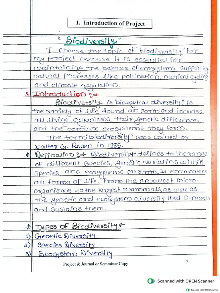 STD 12th EVS Project - Biodiversity Education and Biobook | PDF