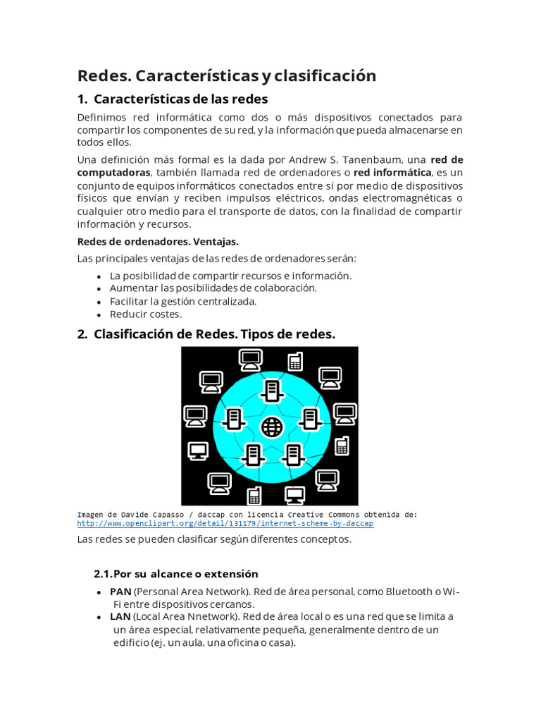 01 - Redes Caracteristica y Clasificacion | PDF | Red de computadoras ...