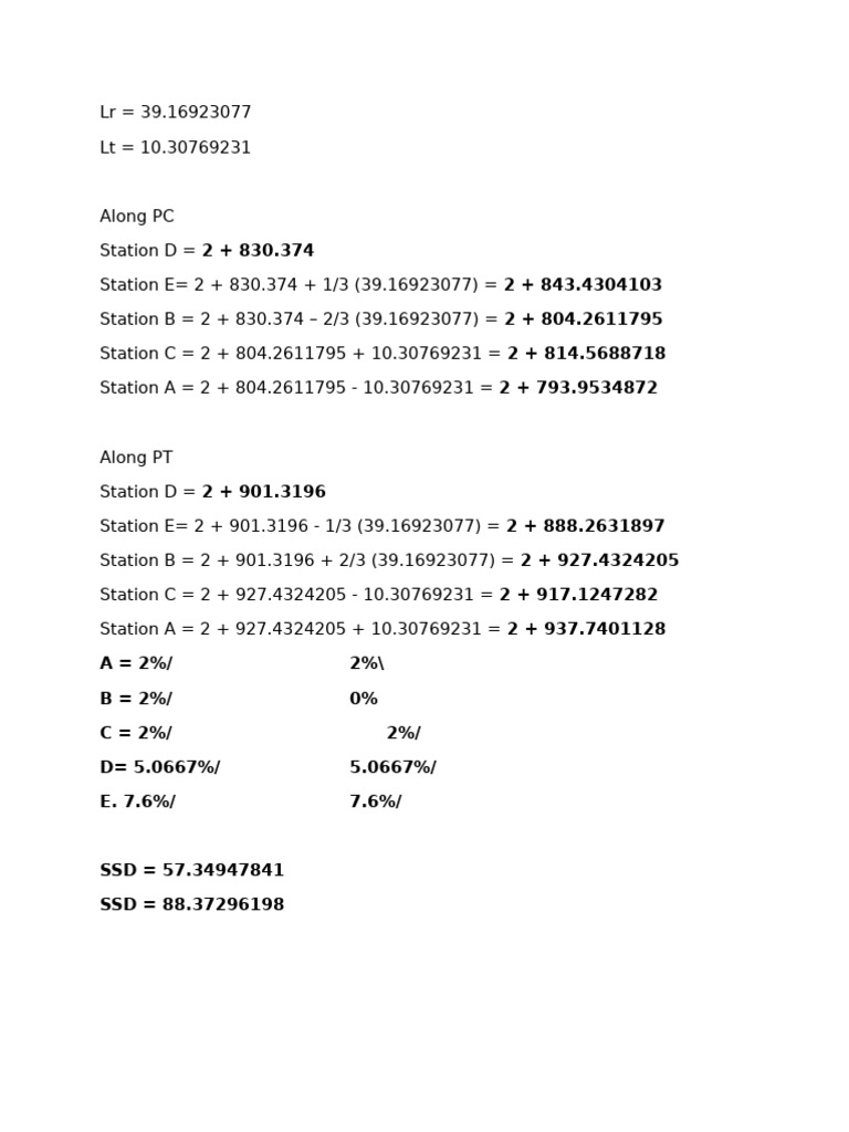 Station Calculations and SSD Analysis | PDF