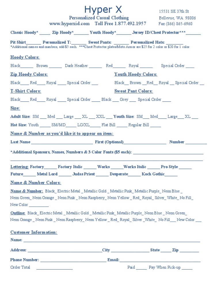 Hyper X Order Forms | PDF | Politics