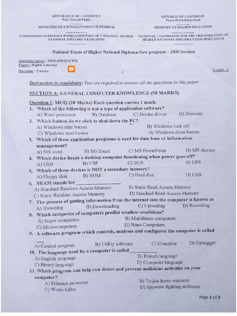 HND 2020 Questions Complete | PDF
