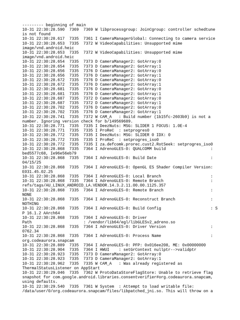 Camera Service Log Analysis | PDF | Software Engineering | Computer ...