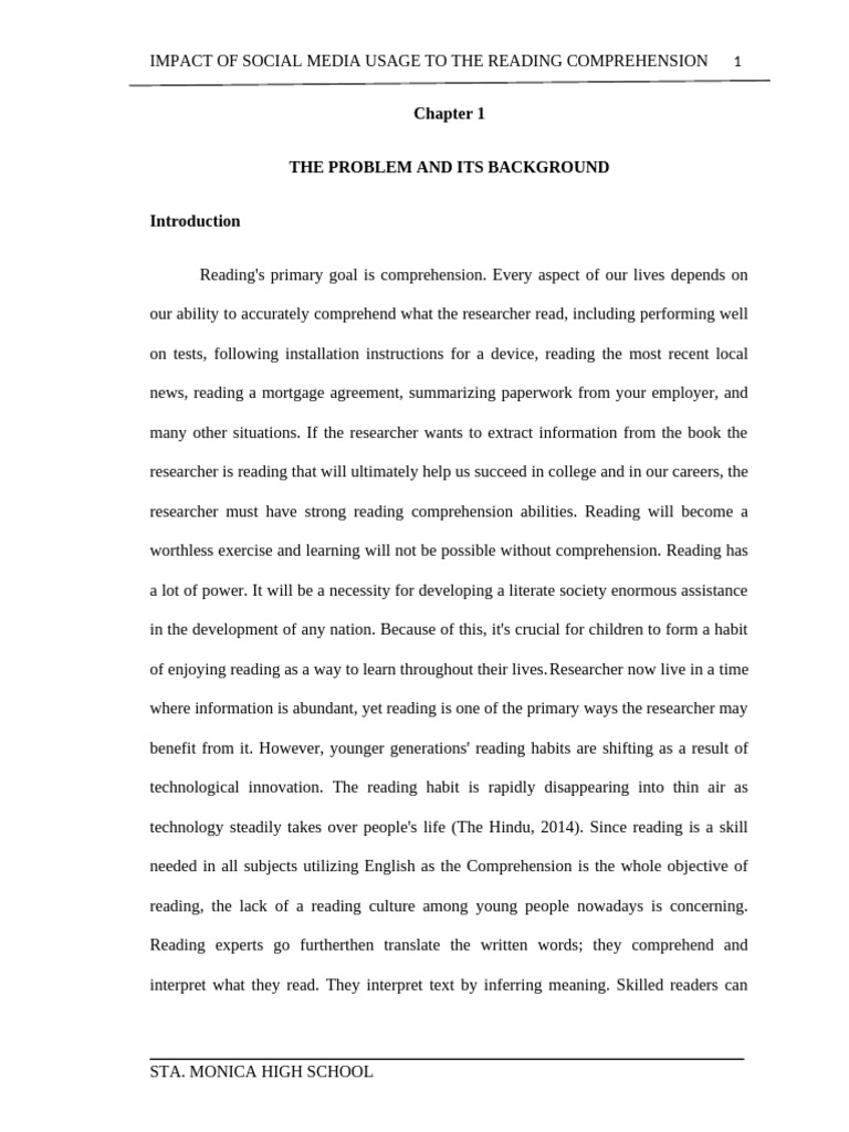 Impact of social media usage to the reading comprehension skills | PDF ...