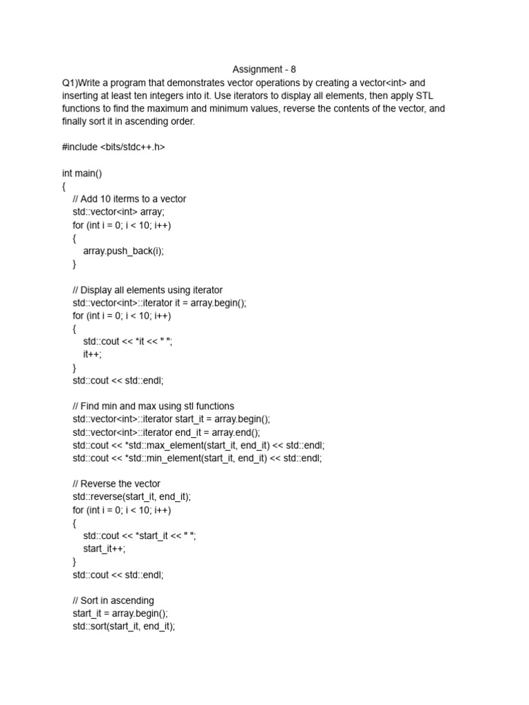 Vector and STL Operations in C++ | PDF | Object Oriented Programming ...
