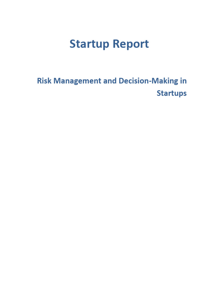 Startup Report | PDF | Risk Management | Risk