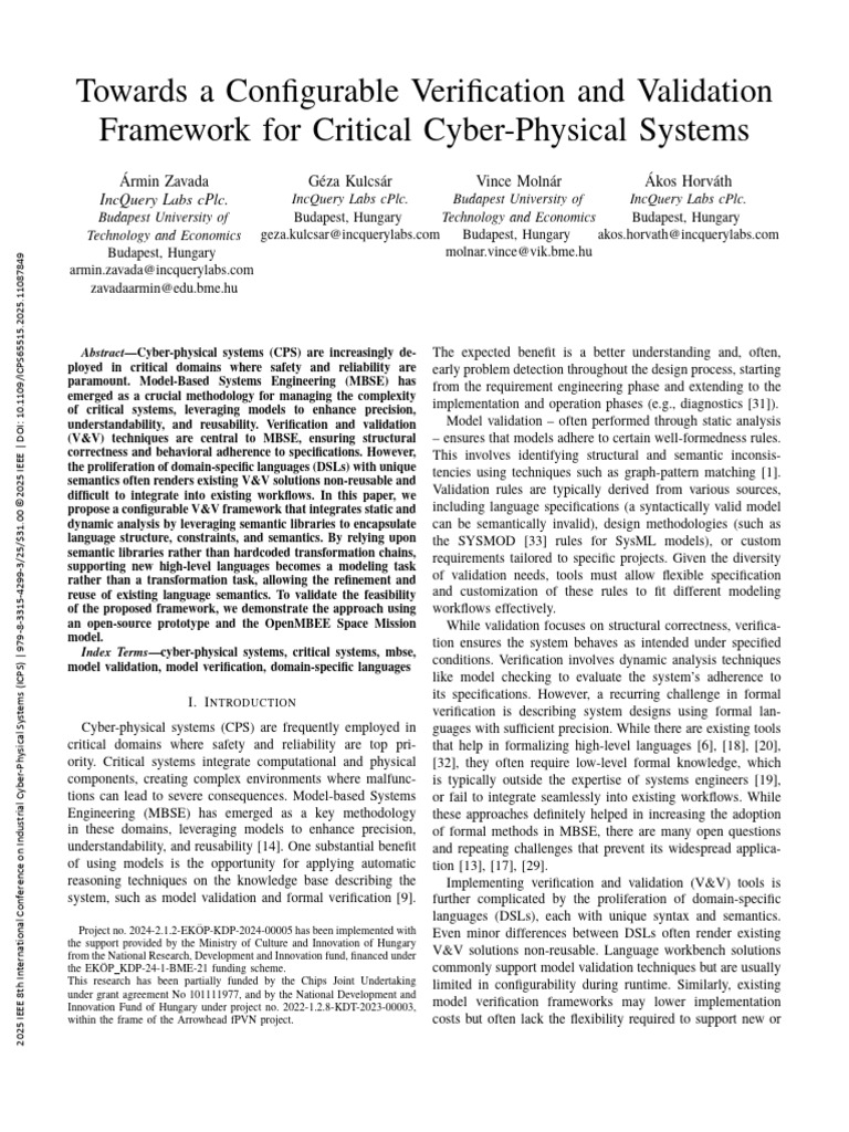 Configurable V&V Framework for CPS | PDF | Formal Verification | Semantics