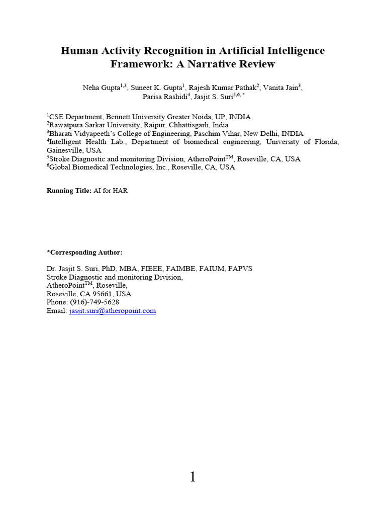 AI Framework for Human Activity Recognition | PDF | Machine Learning ...