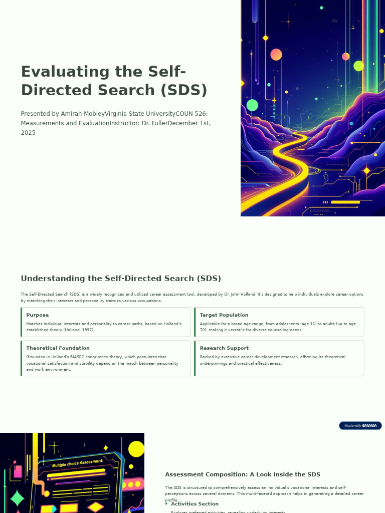 Evaluating The Self Directed Search SDS 4 | PDF | Validity (Statistics ...