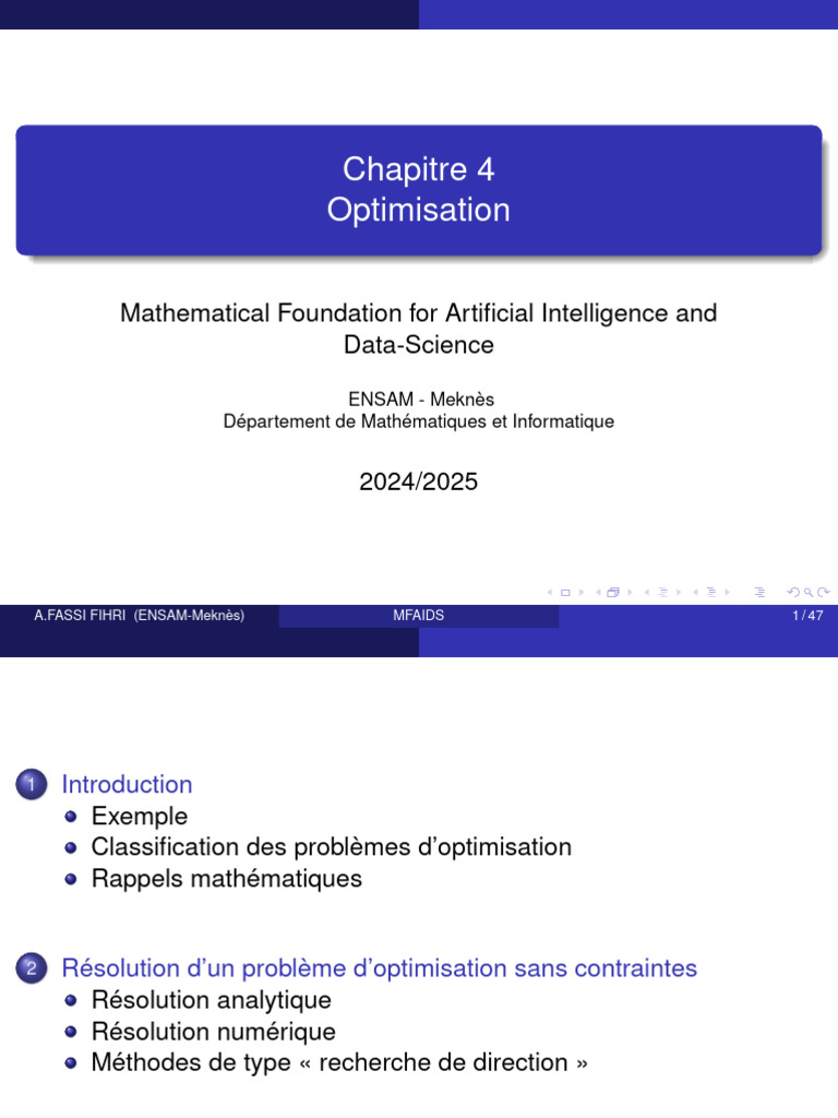 Optimisation Mathématique en IA et Data Science | PDF | Optimisation ...