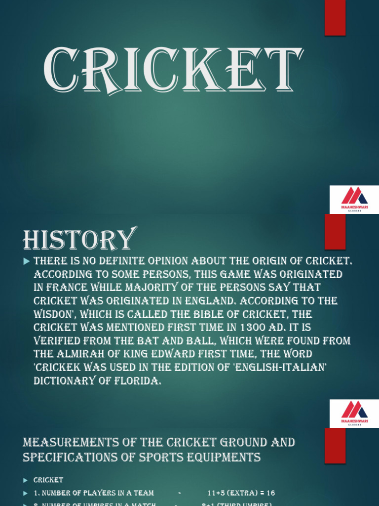 Cricket History, Rules, and Equipment Guide | PDF | Bowling (Cricket ...
