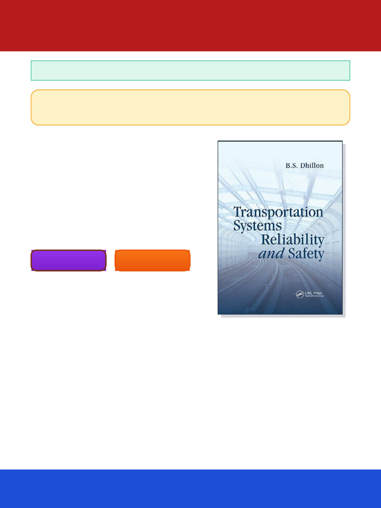 Transportation Systems Reliability and Safety 1st Edition B.S. Dhillon ...