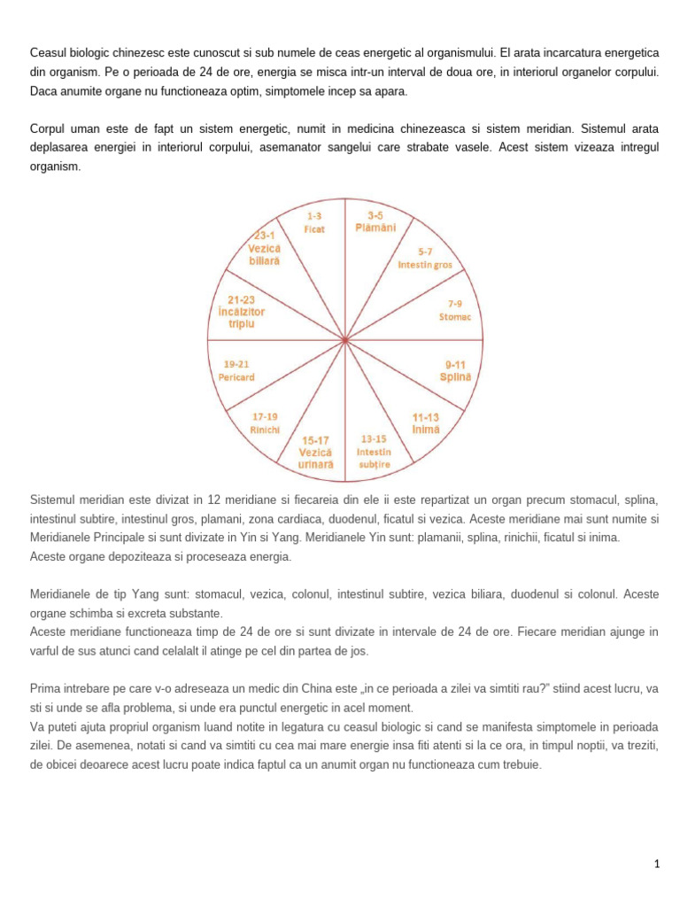 Ceasul Biologic Chinezesc | PDF