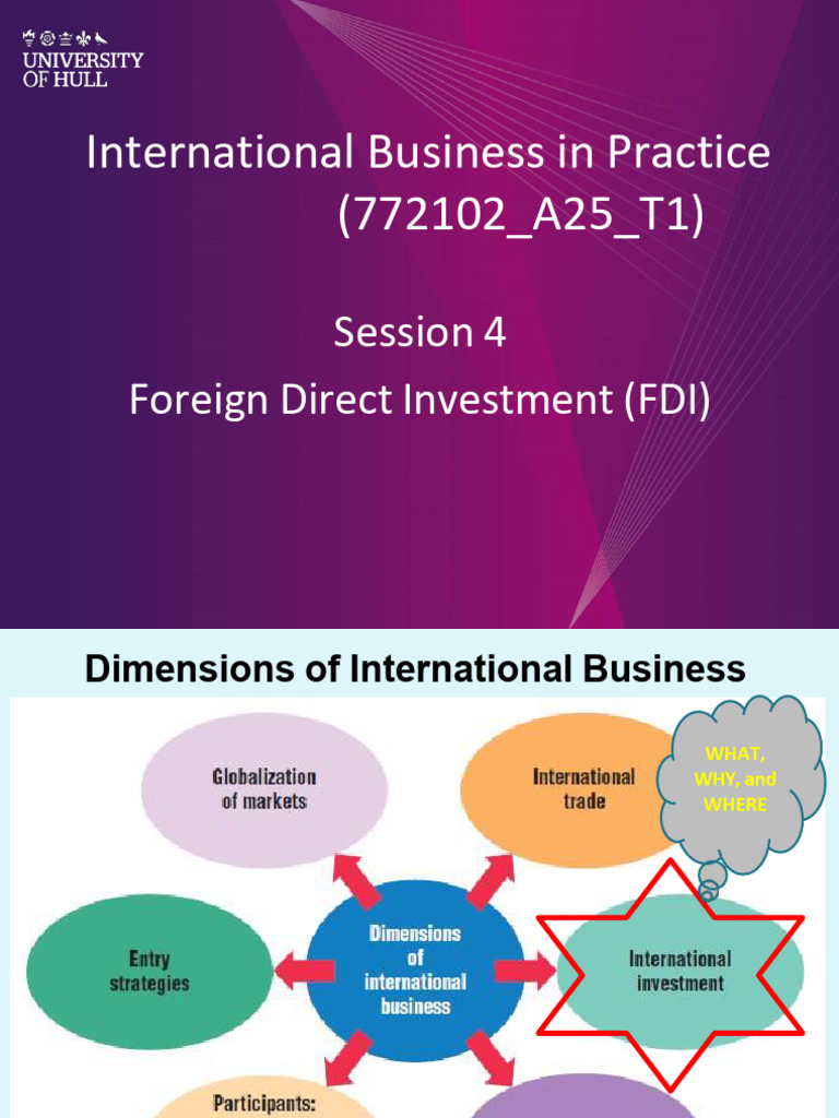 Session 4 Foreign Direct Investment - FDI | PDF | Foreign Direct ...
