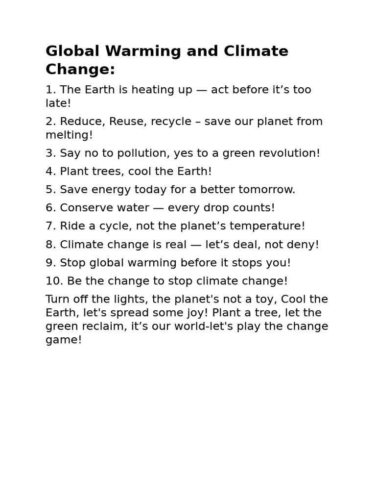 Global Warming and Climate Change | PDF