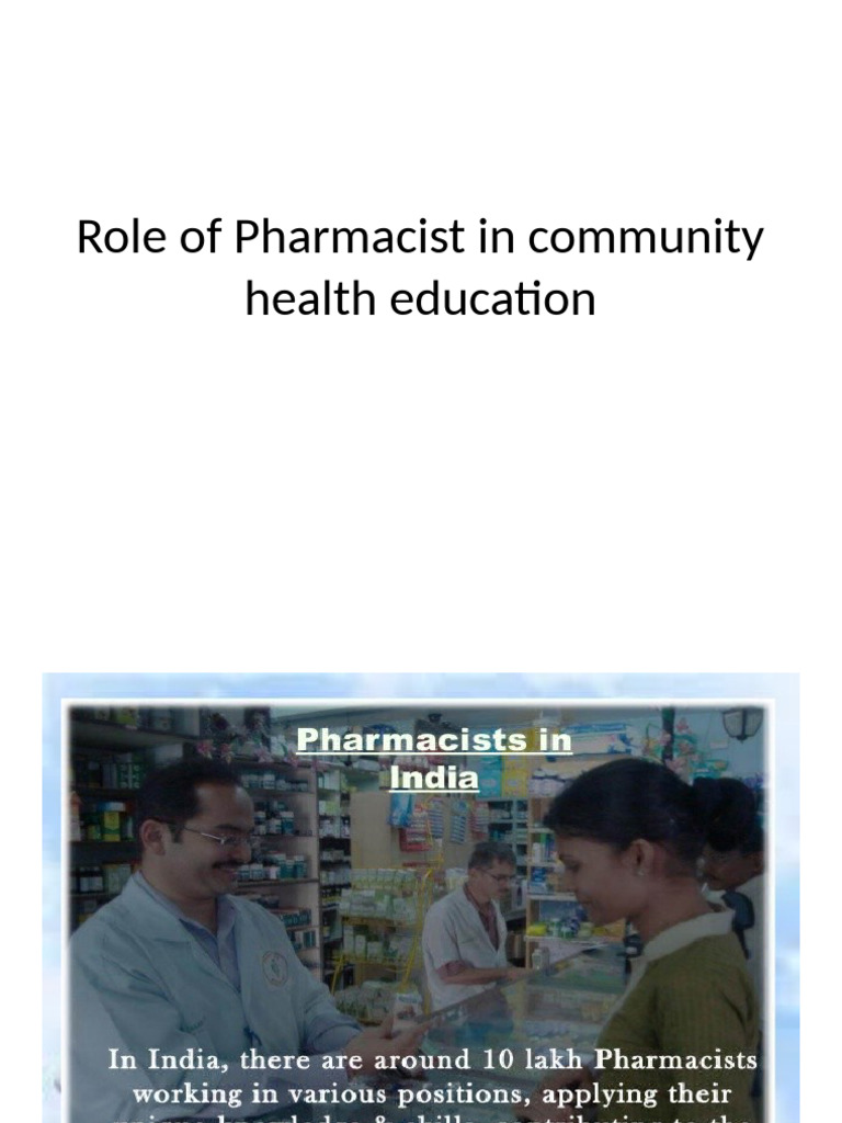 Role of Pharmacist in Community Health Education | PDF