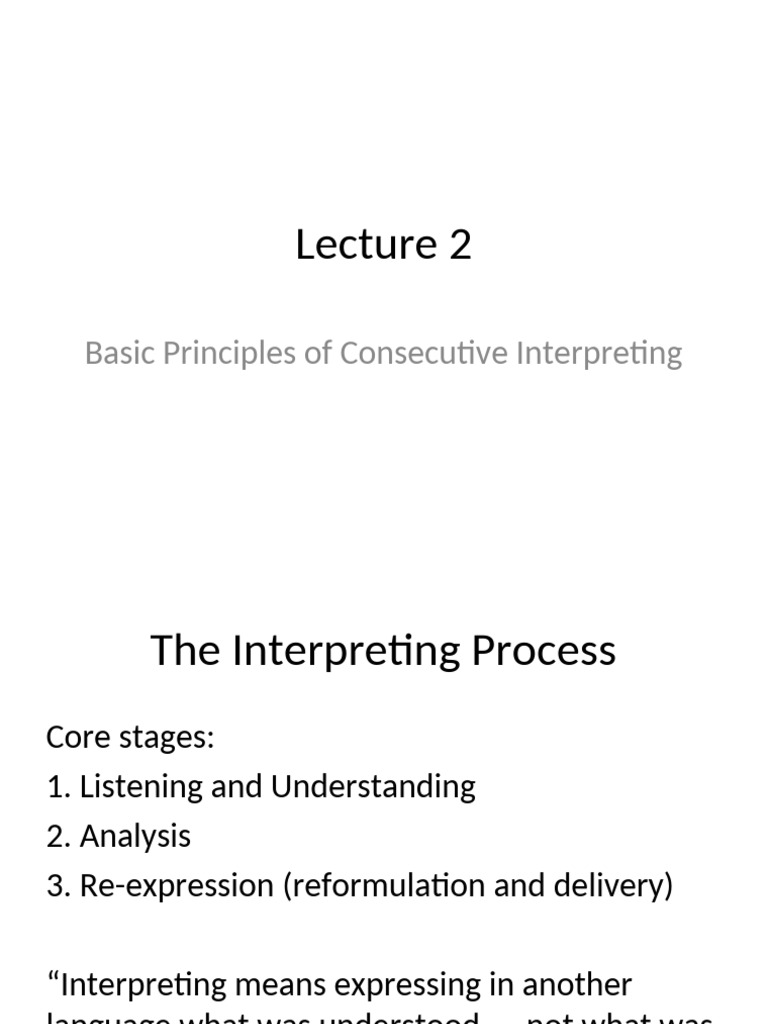 Principles of Consecutive Interpreting | PDF | Memory | Translations