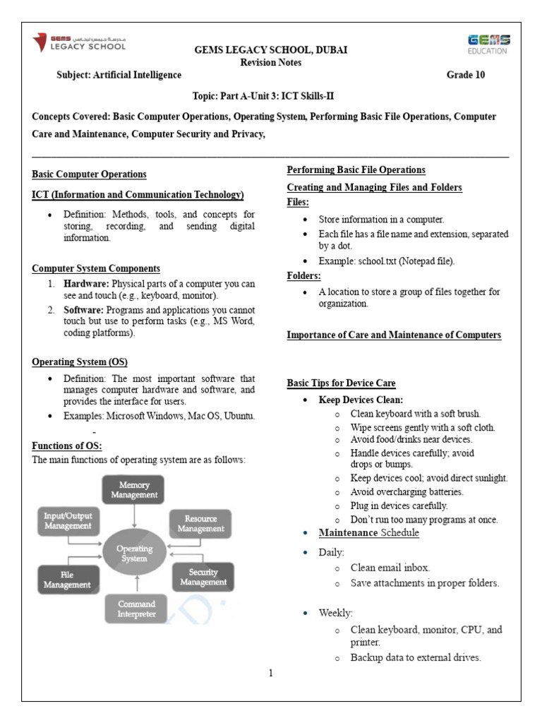 Grade 10 AI: ICT Skills & Computer Care | PDF | Computer Virus ...