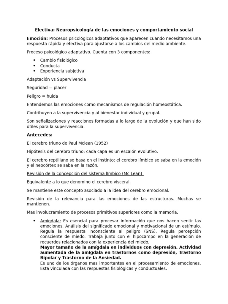 Neuropsicología de emociones y conducta | PDF | Las emociones | Sistema ...