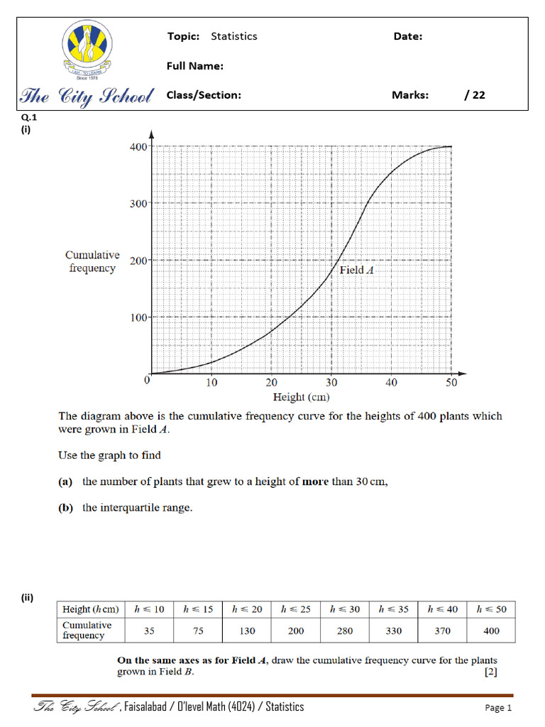 O’Level Math Statistics Exam Guide | PDF