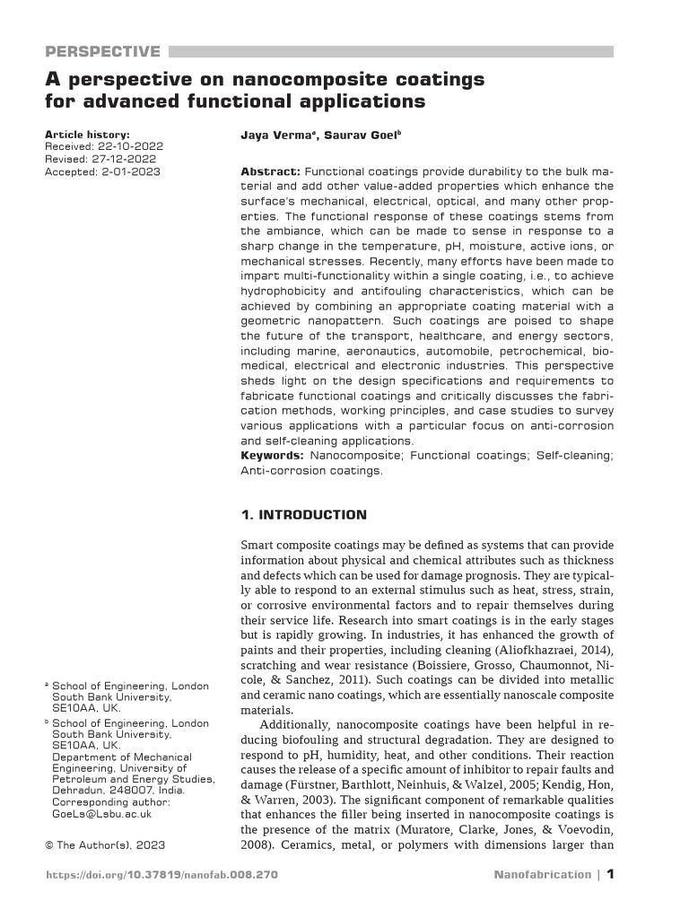 Nanocomposite Coatings for Advanced Applications | PDF | Nanocomposite ...