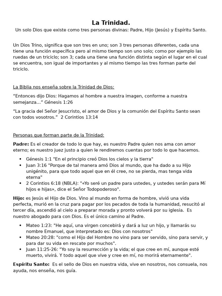 Comprendiendo la Trinidad en la Fe Cristiana | PDF | Trinidad ...