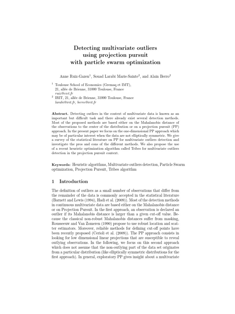 Outlier Detection via Projection Pursuit | PDF