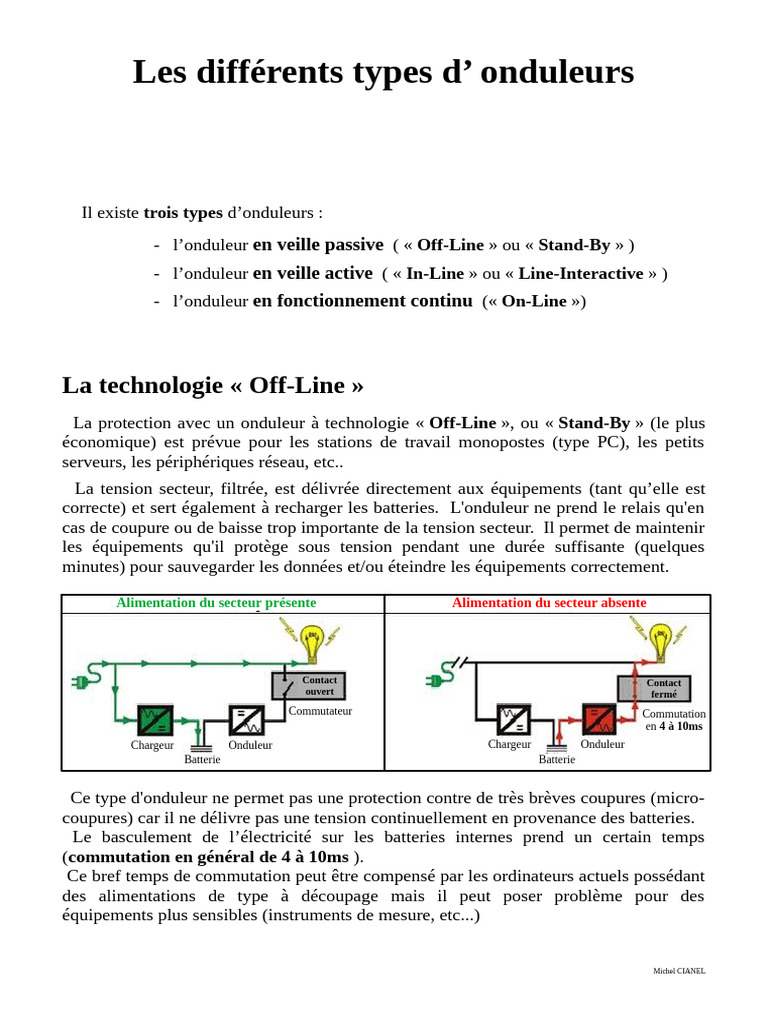 Types d'onduleurs : Off-Line, In-Line, On-Line | PDF | Onduleur ...