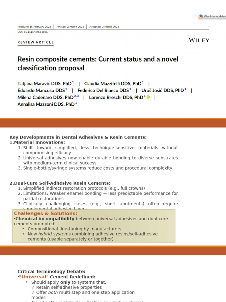 Cementation | PDF | Materials | Dentistry Branches