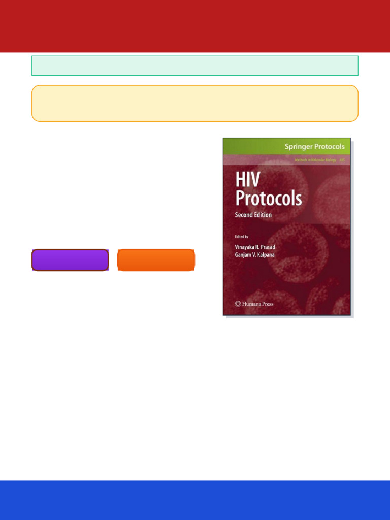 HIV Protocols 2nd Edition Kimdar Sherefa Kemal PHD Ebook Optimized PDF ...