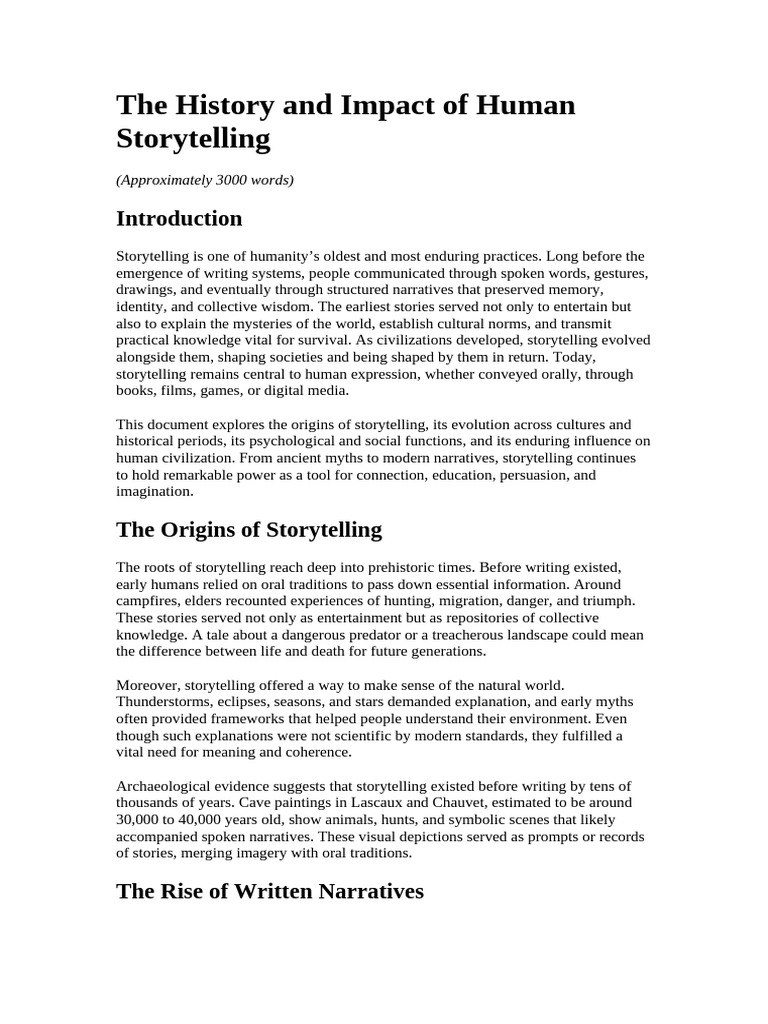 The History and Impact of Human Storytelling | PDF | Narrative ...