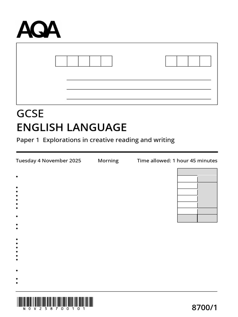 GCSE English Language Exam Paper 1 | PDF