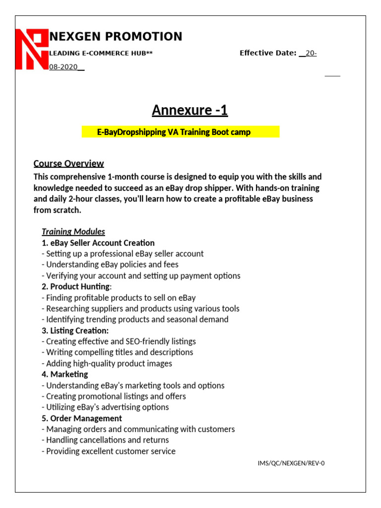 EBAY Training Content | PDF