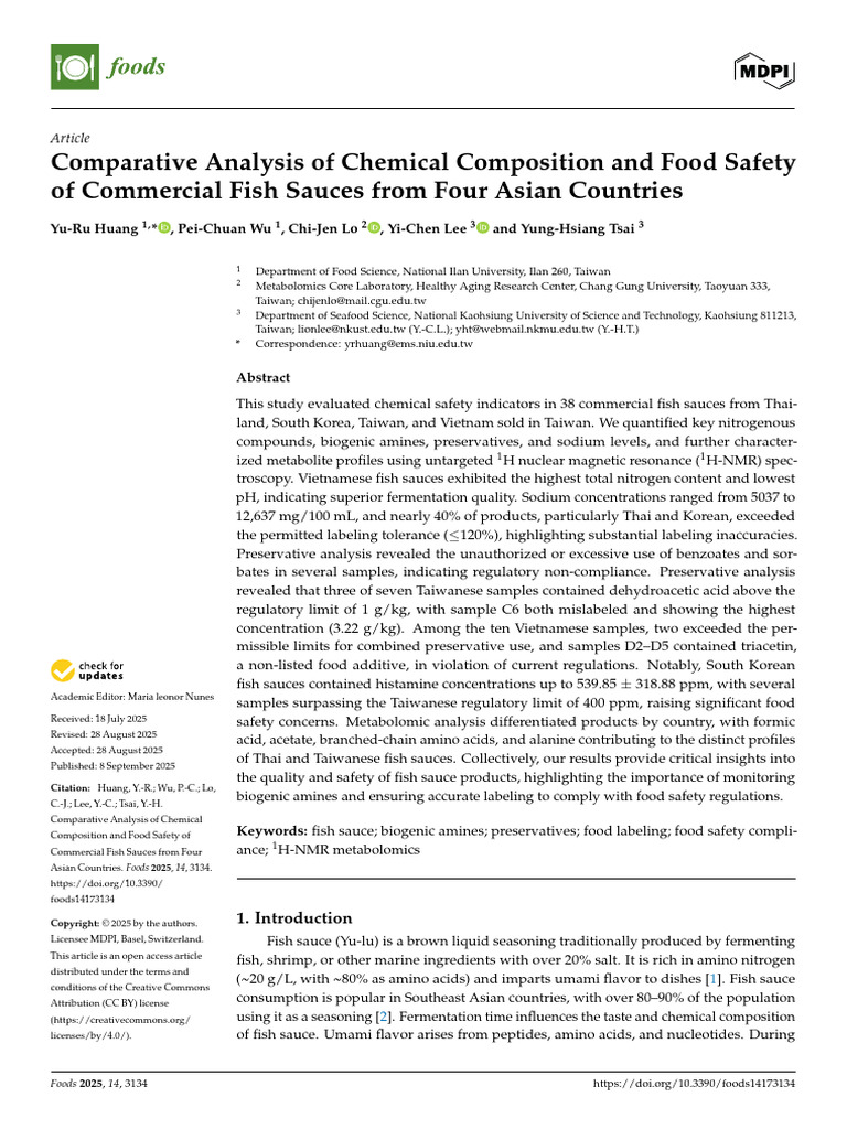 Comparative Analysis of Chemical Composition and Food Safety of ...