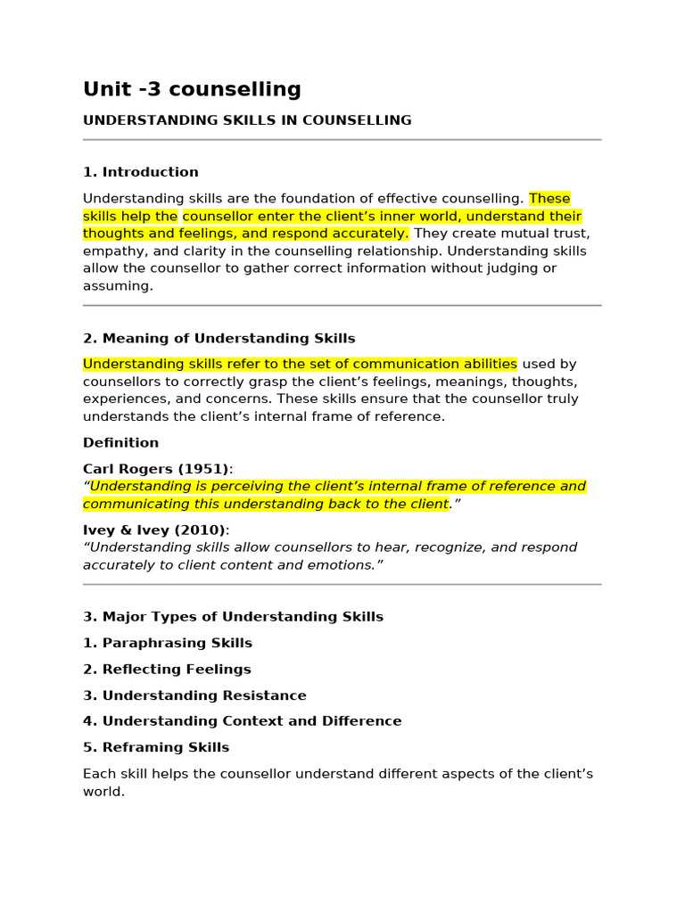 Understanding Counselling Skills | PDF | Thought | Critical Thinking