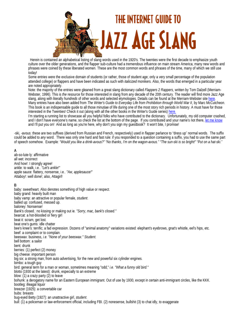 1920s Slang Dictionary: A-Z Guide | PDF