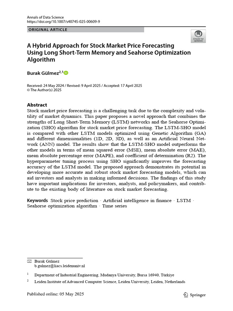 A Hybrid Approach For Stock Market Price Forecasting Using Long Short ...