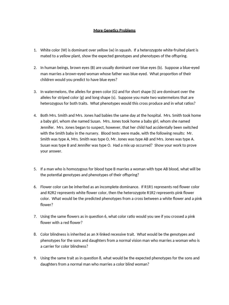 More Genetics Problems | PDF