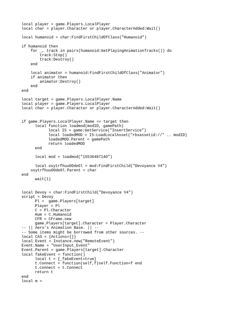 Roblox Animation and Input Script | PDF