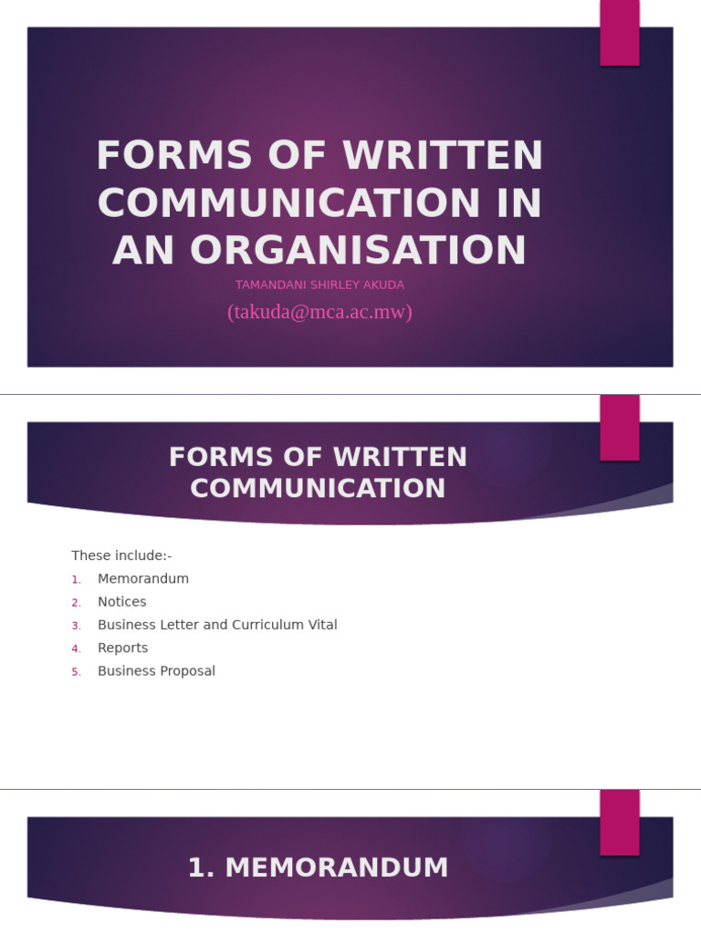 Forms of Written Communication | PDF | Memorandum | Résumé