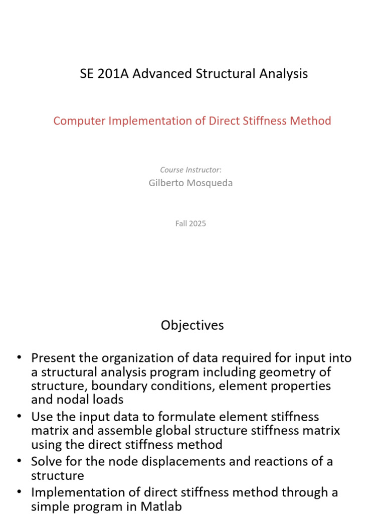 Lec11 DirectStiffnessMethod | PDF | Structural Analysis | Applied ...