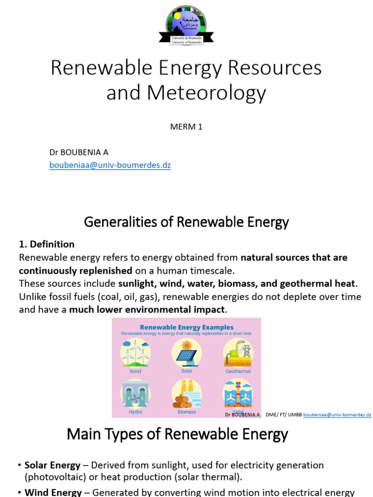 Renewable Energy Resources and Meteorology MERM1 V02 | PDF ...