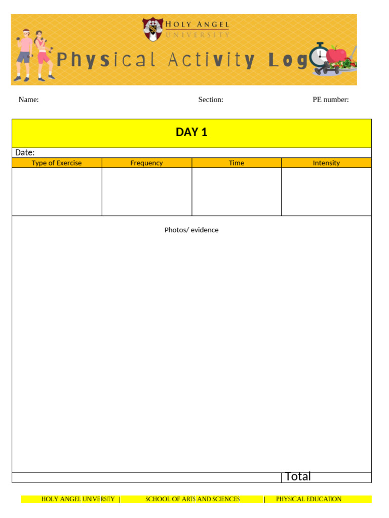 7TPE2 - Physical Activity Log Template | PDF | Physical Education ...