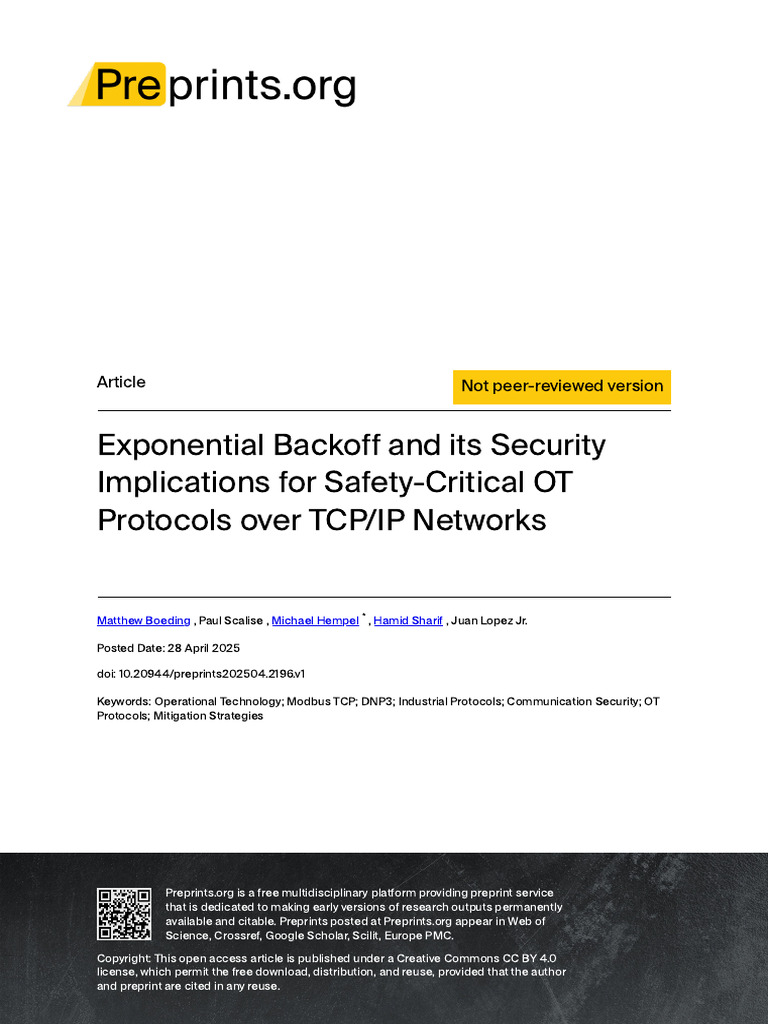 Exponential Backoff and Its Security Implications For Safety-Critical ...