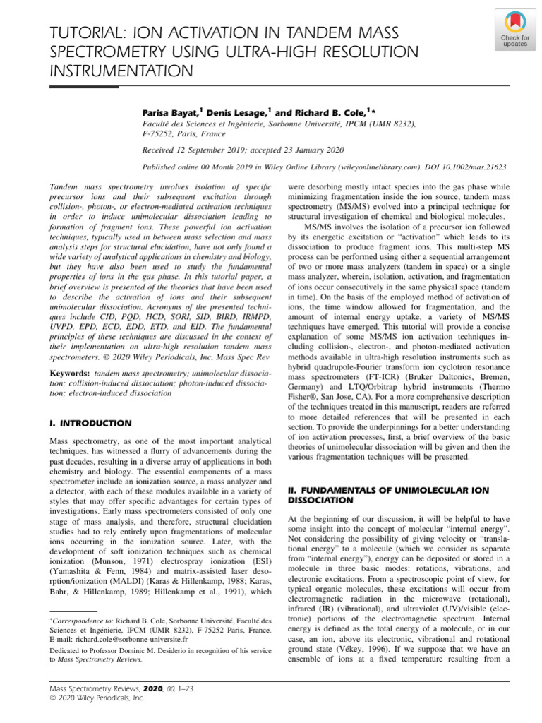 bayat2020 | PDF | Tandem Mass Spectrometry | Mass Spectrometry