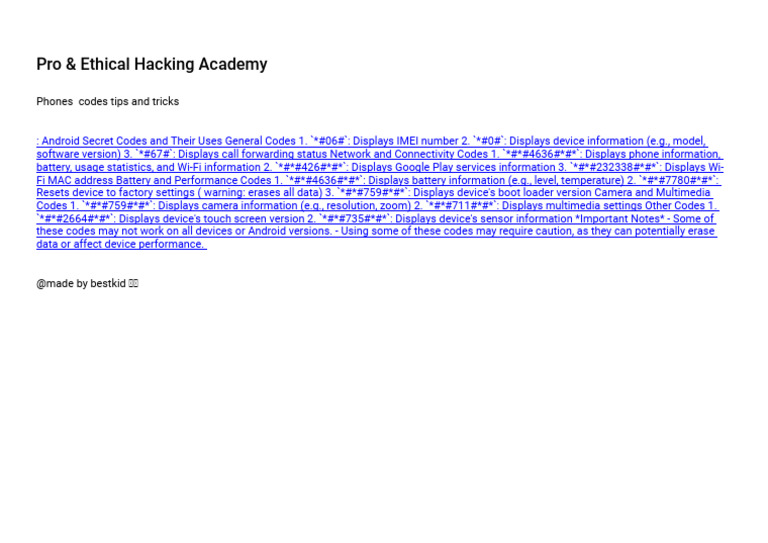 Phones Codes Hacks Tips | PDF