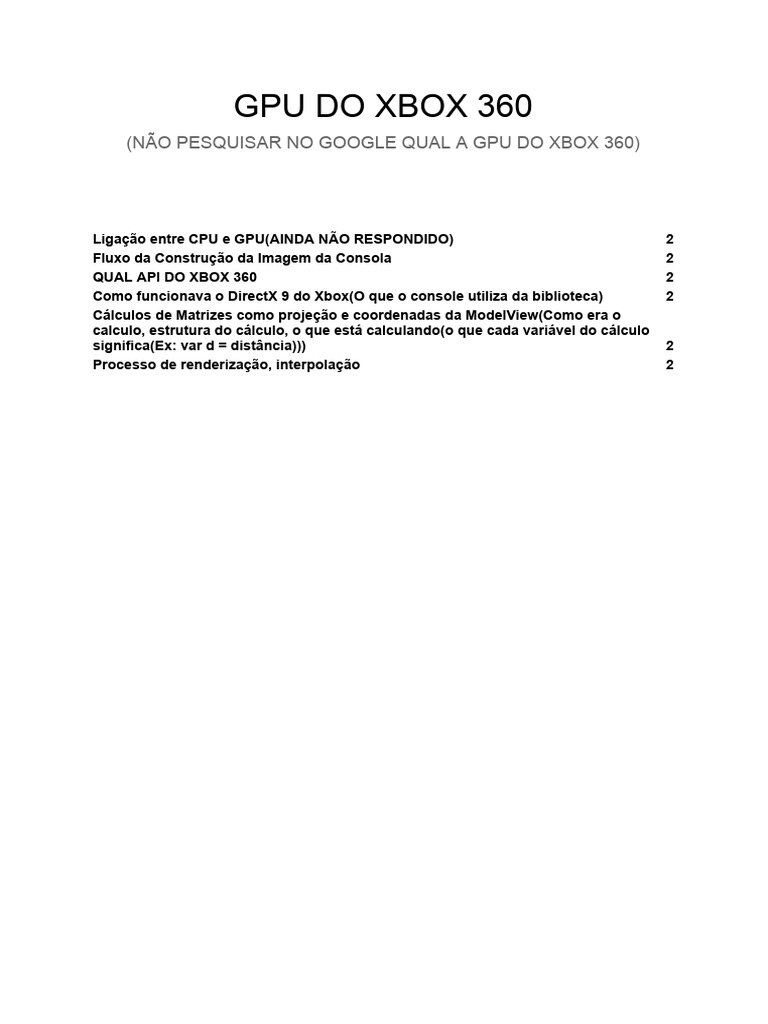 GPU e DirectX 9 no Xbox 360 | PDF
