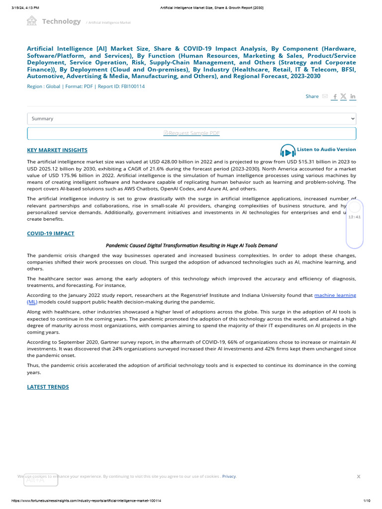 Artificial Intelligence Market Size, Share & Growth Report (2030) | PDF ...