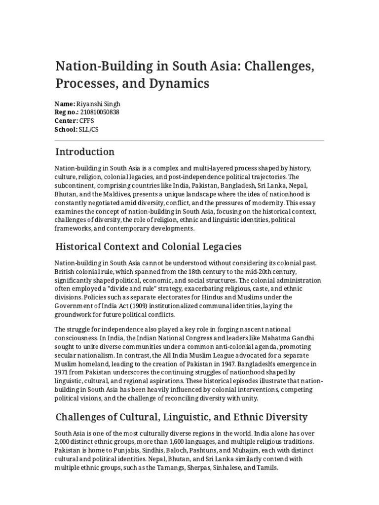 Nation-Building Challenges in South Asia | PDF | South Asia | Pakistan