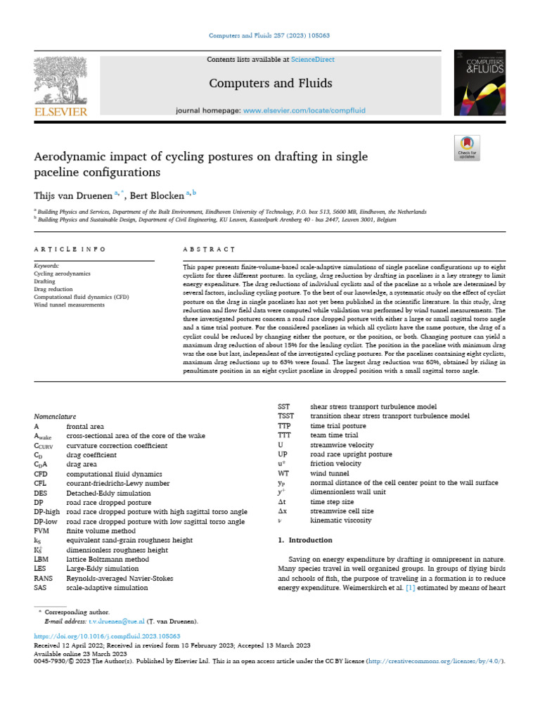 Cycling Posture Effects on Drafting Efficiency | PDF | Road Bicycle ...